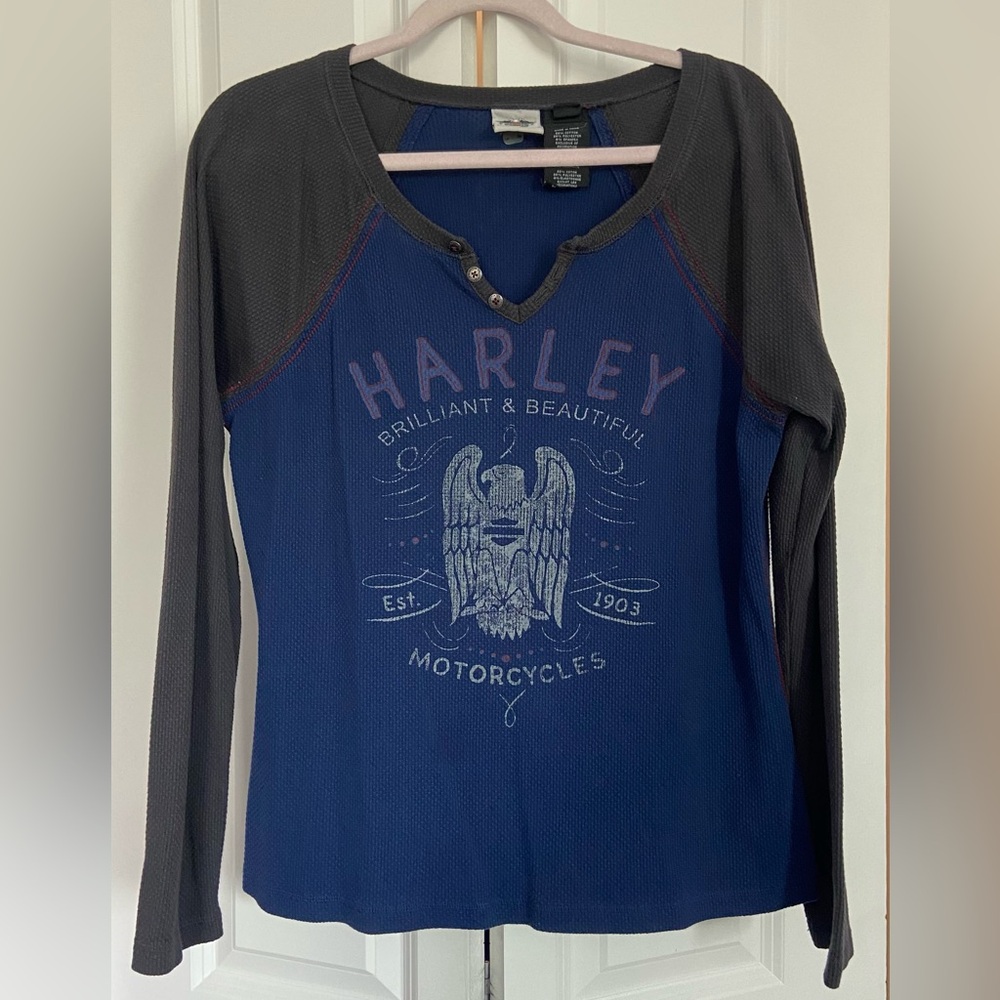 Harley-Davidson Blue Long Sleeve Graphic Tee